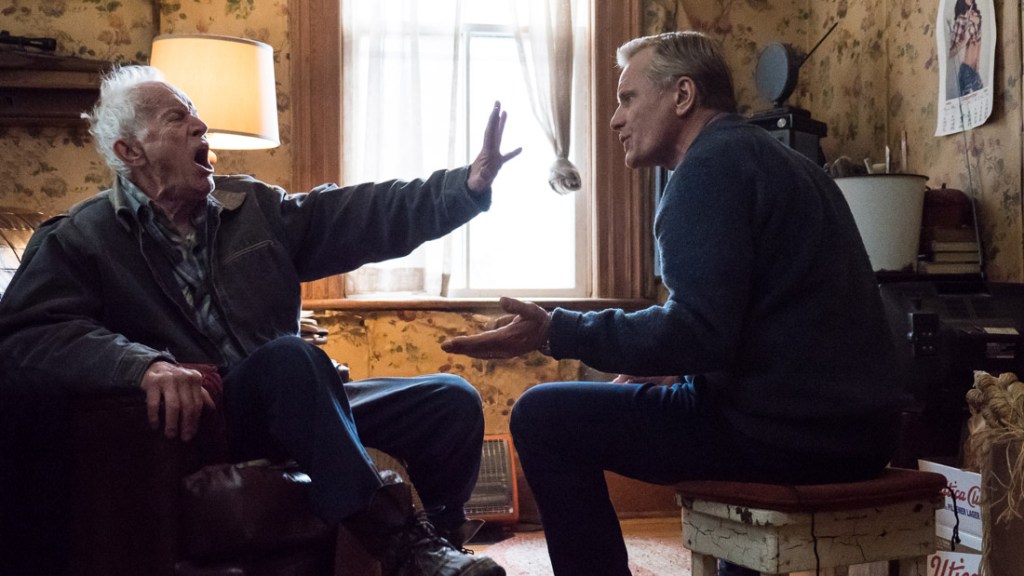 Lance Henriksen and Viggo Mortensen appear in a scene from Falling by Viggo Mortensen.