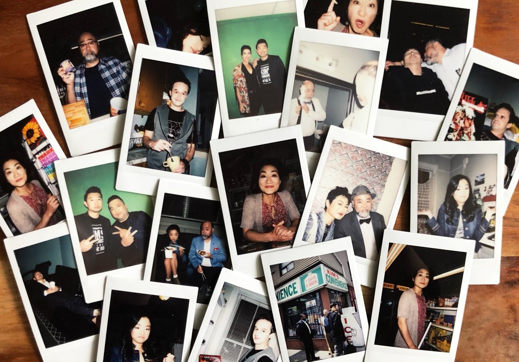 A scattered pile of polaroid photos of various cast and crew members. Photo courtesy of @KimsConvenience