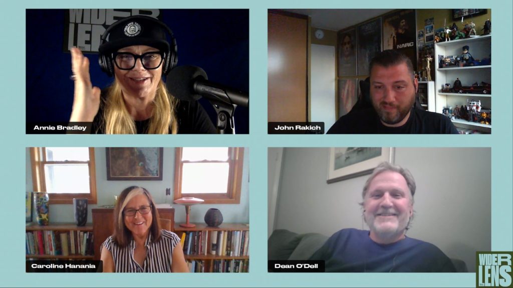 Screenshot of podcast host Annie Bradley interviewing John Rakich, Caroline Hanania and Dean O'Dell.