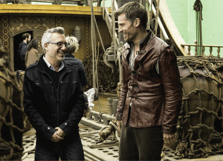 Jeremy Podeswa on set with Nikolaj-Coster Waldau (photo courtesy of HBO/Susan Sloan)